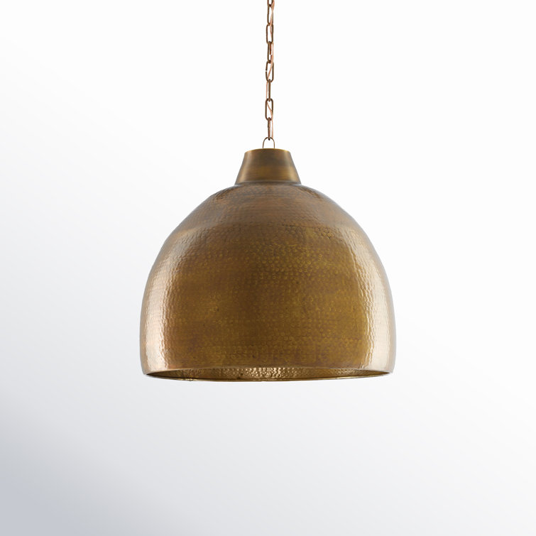 Vintage Brass Bowl Pendant Light with Gold Cord