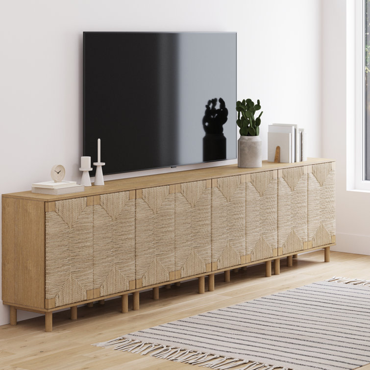 Beacon Light Brown Seagrass 4-Door Sideboard Cabinet