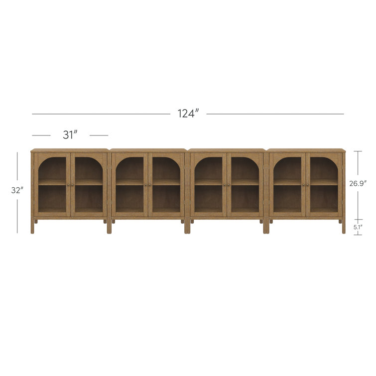 Mason 31'' Light Brown Oak Sideboard with Glass Doors