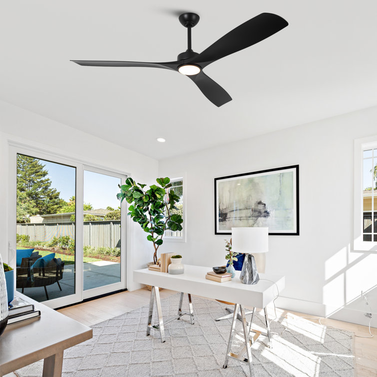60" Black Industrial Ceiling Fan with LED Light and Remote