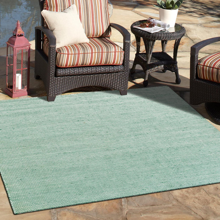 Palm Green Square Outdoor Rug with Recycled Synthetic Material