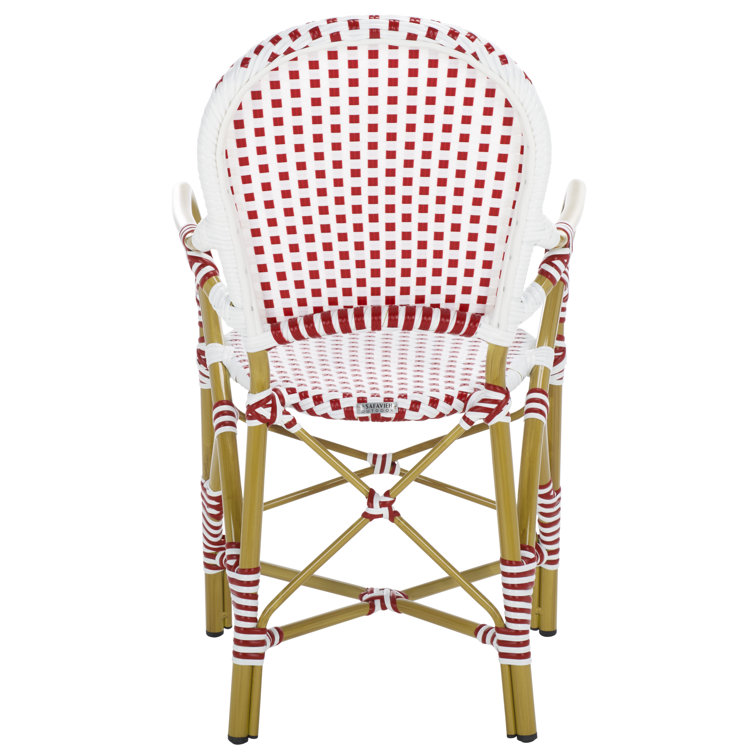 Coastal Cottage Red and White Transitional Arm Chair, Set of 2