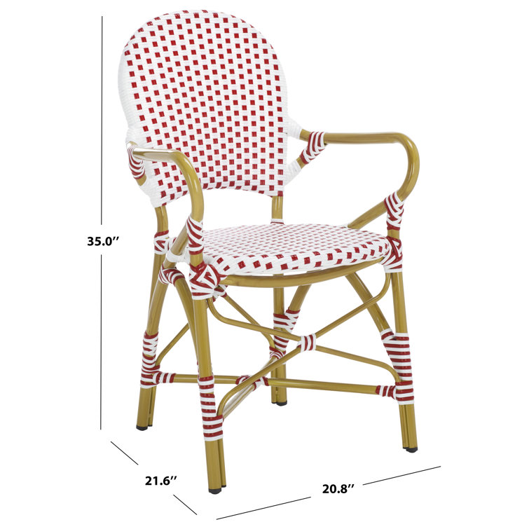 Coastal Cottage Red and White Transitional Arm Chair, Set of 2