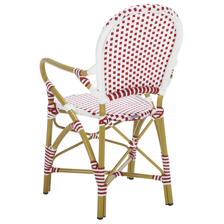 Coastal Cottage Red and White Transitional Arm Chair, Set of 2