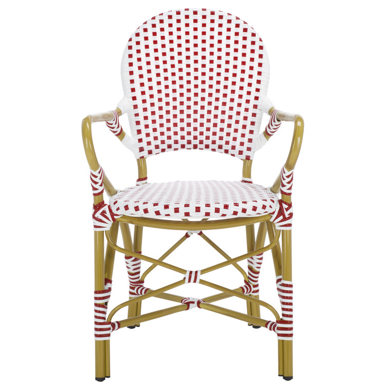 Coastal Cottage Red and White Transitional Arm Chair, Set of 2