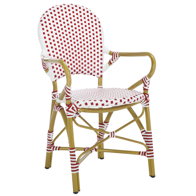 Coastal Cottage Red and White Transitional Arm Chair, Set of 2