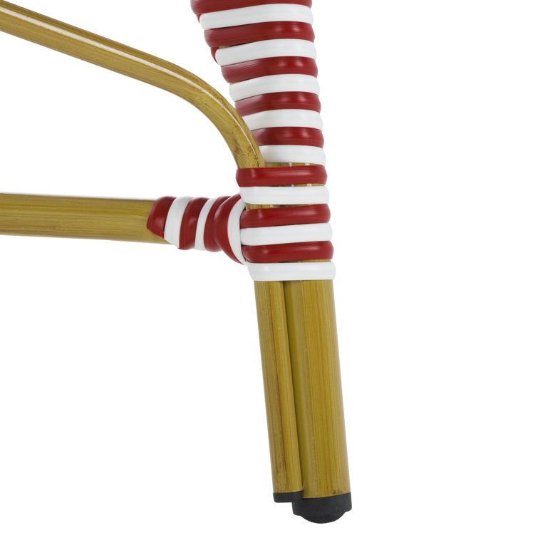 Coastal Cottage Red and White Transitional Arm Chair, Set of 2