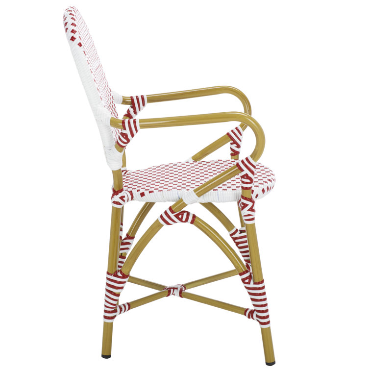 Coastal Cottage Red and White Transitional Arm Chair, Set of 2