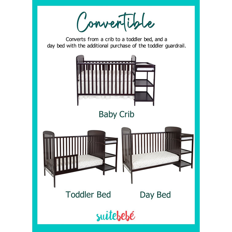 Espresso 3-in-1 Convertible Crib with Changing Table