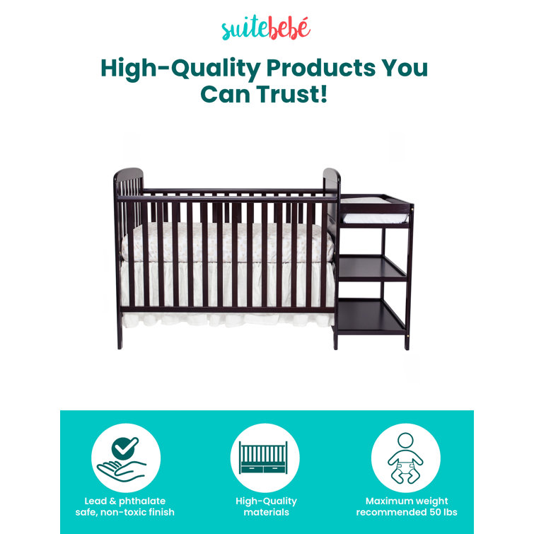 Espresso 3-in-1 Convertible Crib with Changing Table