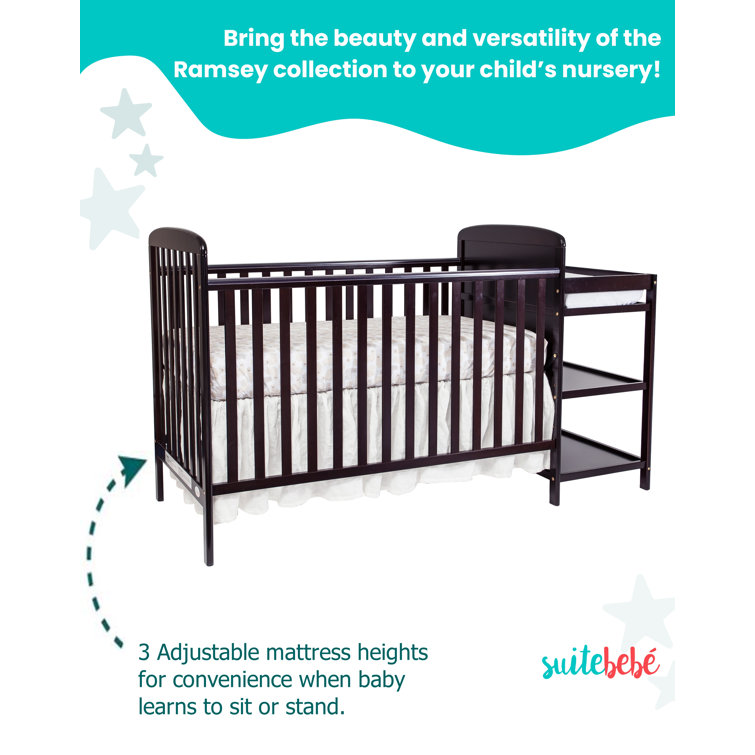 Espresso 3-in-1 Convertible Crib with Changing Table