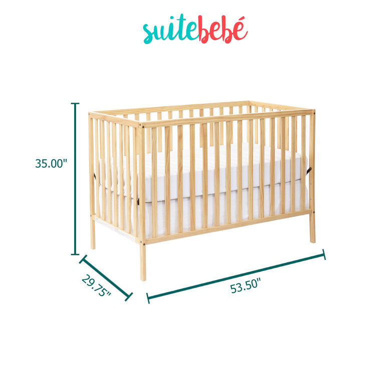 Natural Wood 3-in-1 Convertible Crib with Slatted Design