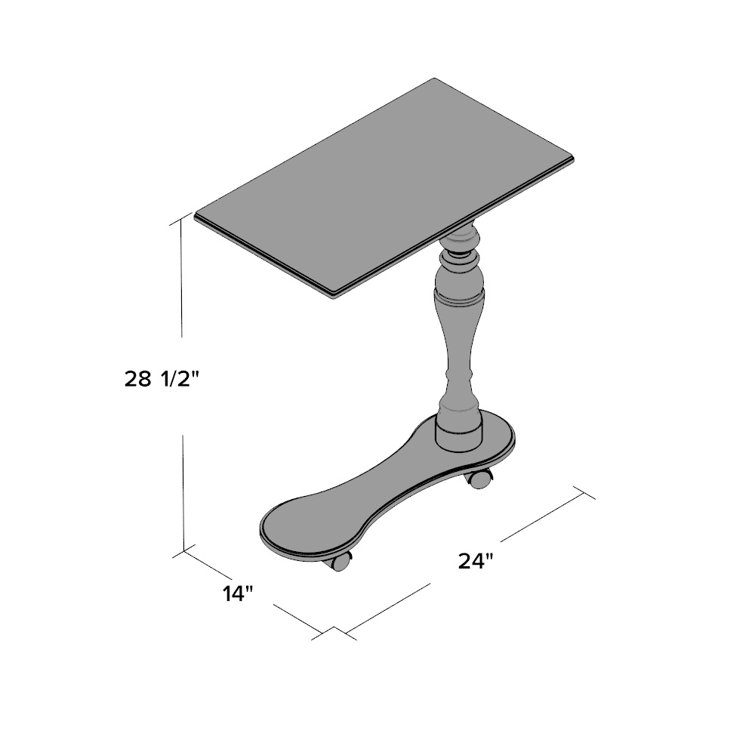 Medium Brown Rectangular Wood Tray Table with Casters