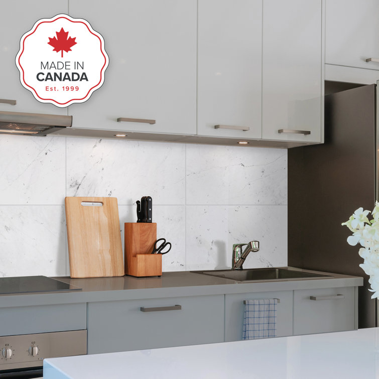 Glossy White Marble Peel and Stick Backsplash Tile