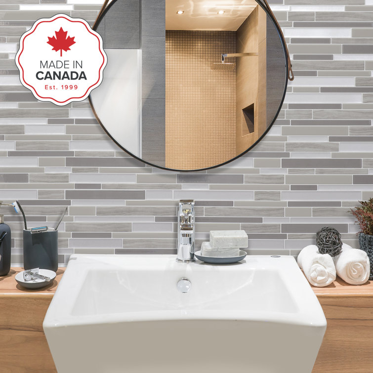Milano Grigio Peel and Stick Vinyl Backsplash Tiles, 4-Pack