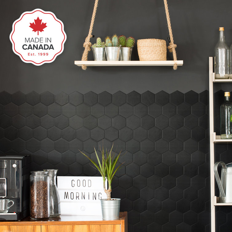 Hexa Walton Matte Black Hexagonal Peel and Stick Wall Tile