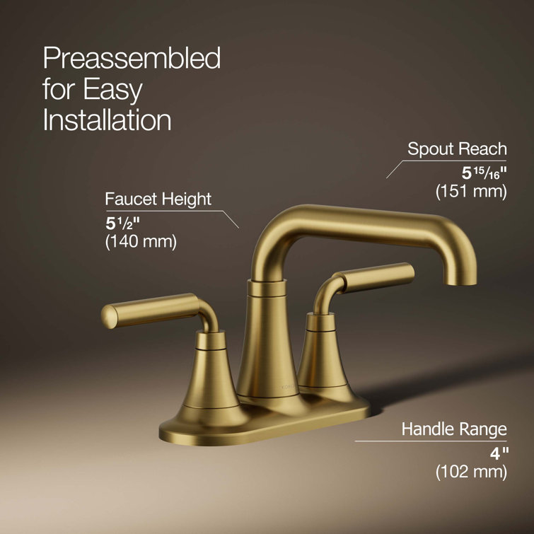 Tone Vibrant Brushed Moderne Brass Two-Handle Centerset Bathroom Faucet