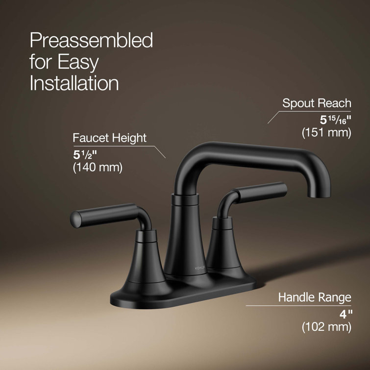 Matte Black Two-Handle Centerset Bathroom Faucet