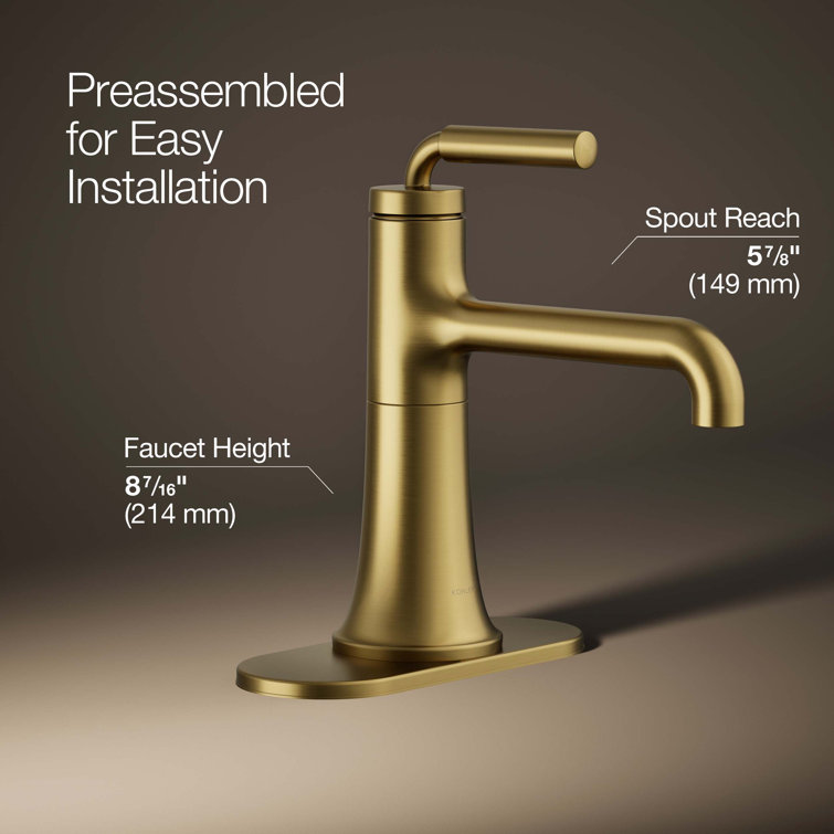 Gold Brass Single-Handle Bathroom Sink Faucet