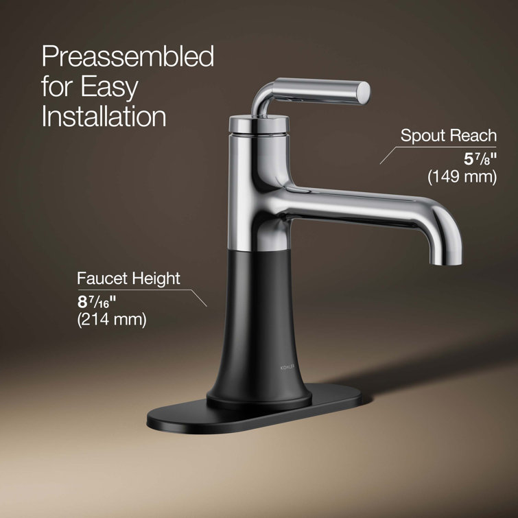 Tone Midcentury Modern Single-Handle Chrome & Matte Black Bathroom Faucet