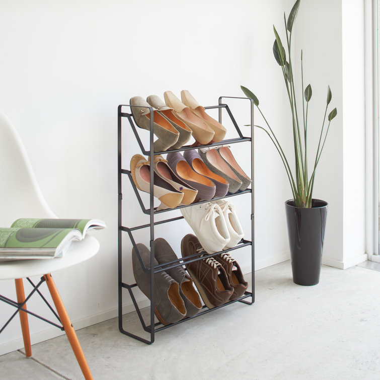 Black Metal Slim 4-Tier Shoe Rack