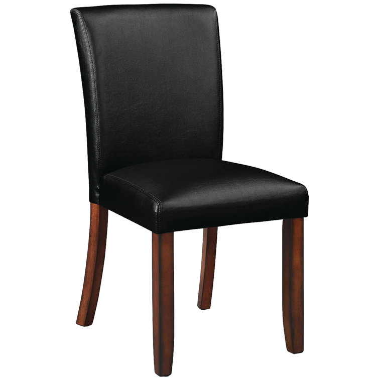 Chestnut Wood and Black Upholstered Side Chair