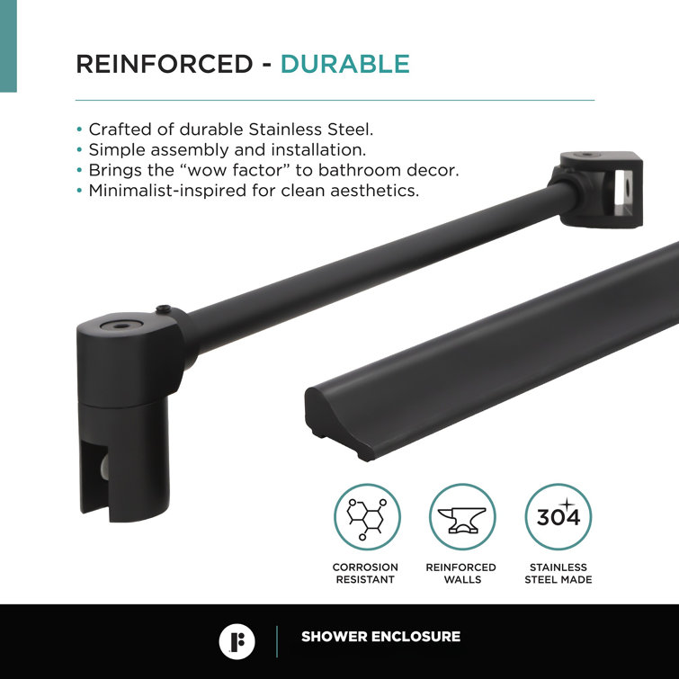 Black Tempered Glass Frameless Corner Shower Enclosure - 34" x 34" x 74"