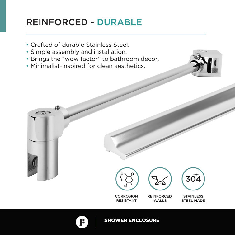 Polished Chrome Neo Angle Frameless Glass Shower Enclosure with Acrylic Base