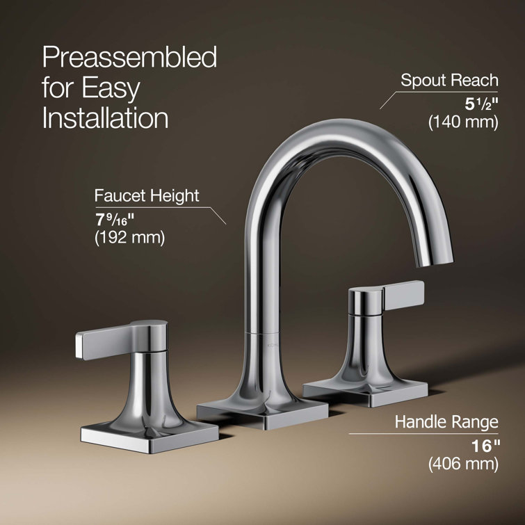 Venza Polished Chrome Widespread Bathroom Sink Faucet