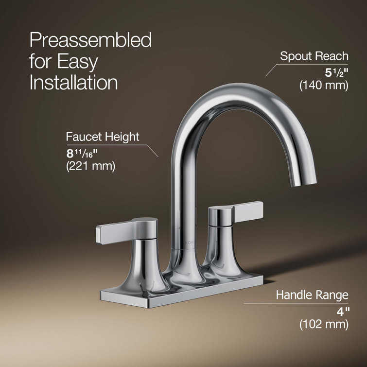 Polished Chrome Centerset Bathroom Faucet with Lever Handles