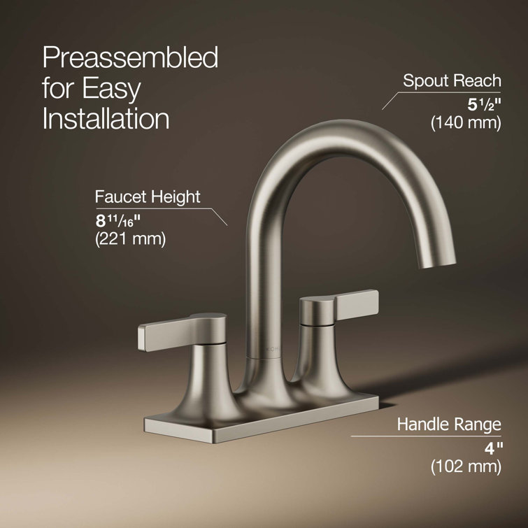 Vibrant Brushed Nickel Centerset Bathroom Faucet with Lever Handles
