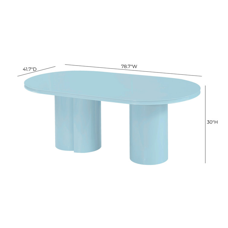 Elora Blue Lacquer Oval Contemporary Dining Table