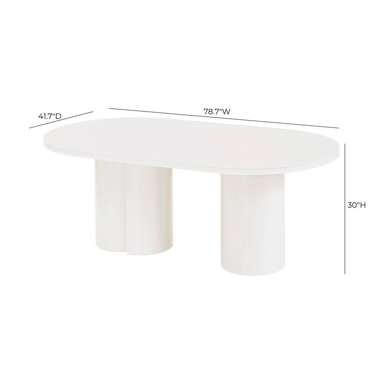 Elora White Lacquer Contemporary Oval Dining Table
