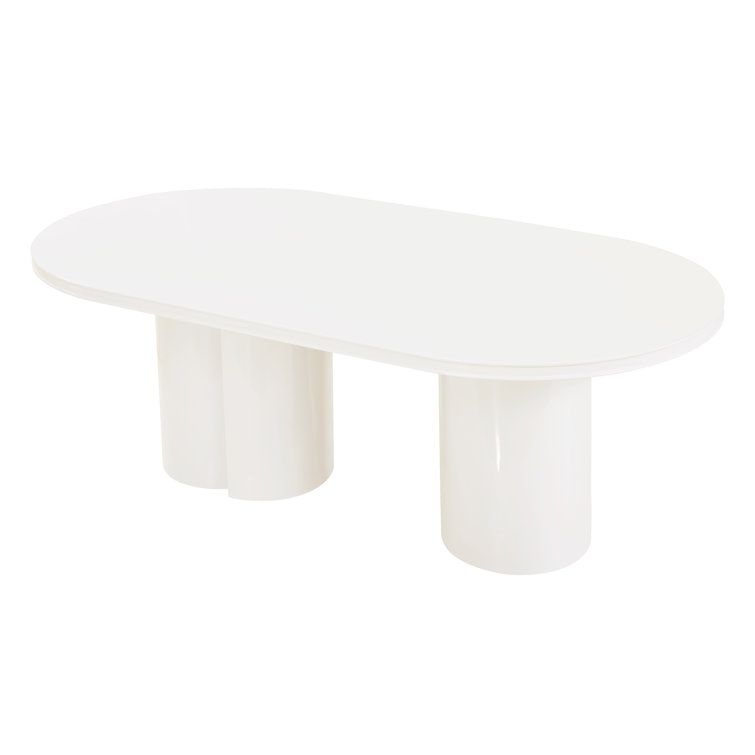 Elora White Lacquer Contemporary Oval Dining Table