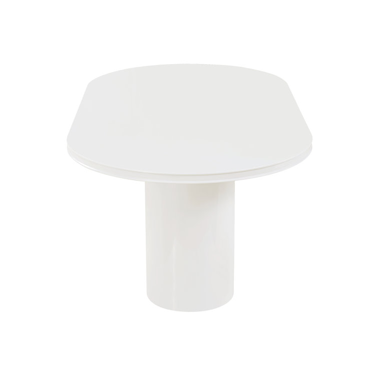 Elora White Lacquer Contemporary Oval Dining Table