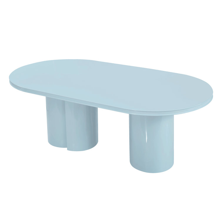 Elora Blue Lacquer Oval Contemporary Dining Table