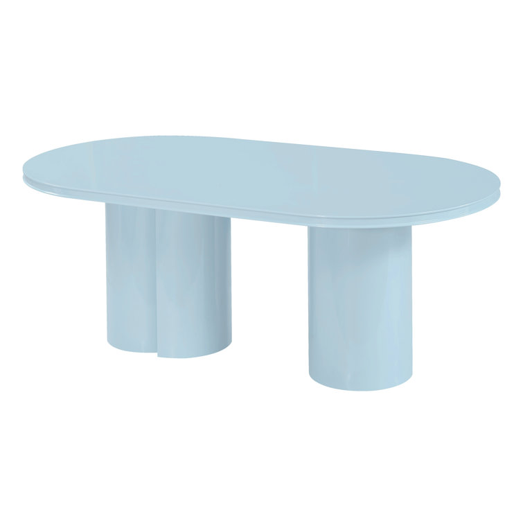 Elora Blue Lacquer Oval Contemporary Dining Table