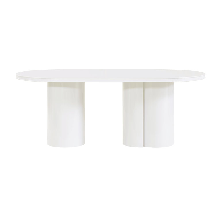 Elora White Lacquer Contemporary Oval Dining Table