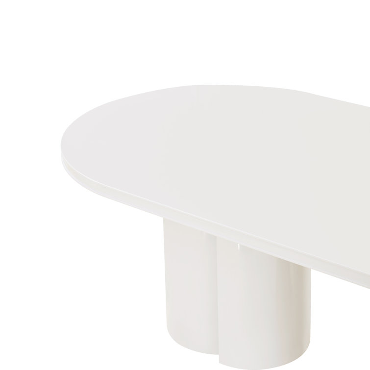 Elora White Lacquer Contemporary Oval Dining Table