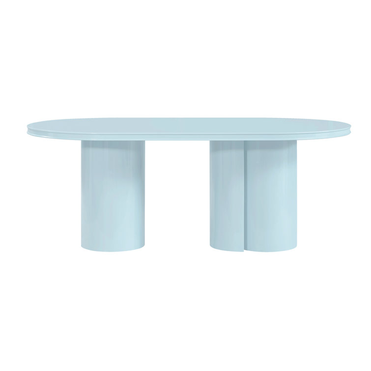 Elora Blue Lacquer Oval Contemporary Dining Table