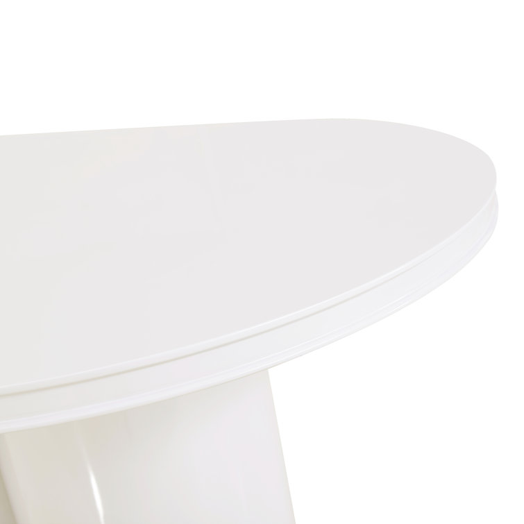 Elora White Lacquer Contemporary Oval Dining Table