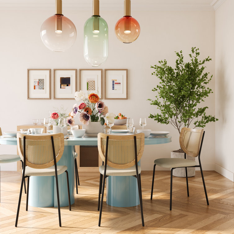 Elora Blue Lacquer Oval Contemporary Dining Table