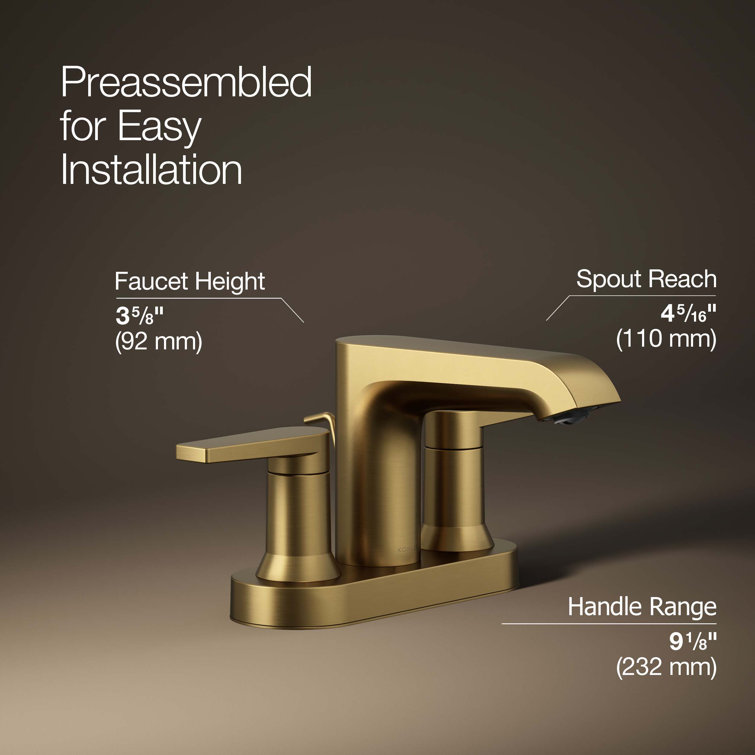 Hint Vibrant Brushed Moderne Brass Centerset Bathroom Faucet