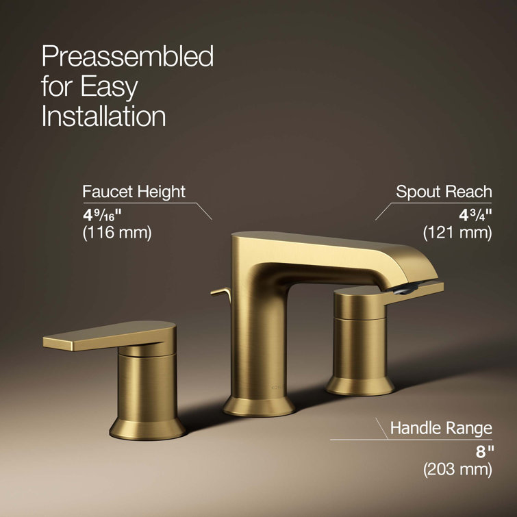 Hint Vibrant Brushed Moderne Brass 8" Widespread Bathroom Faucet