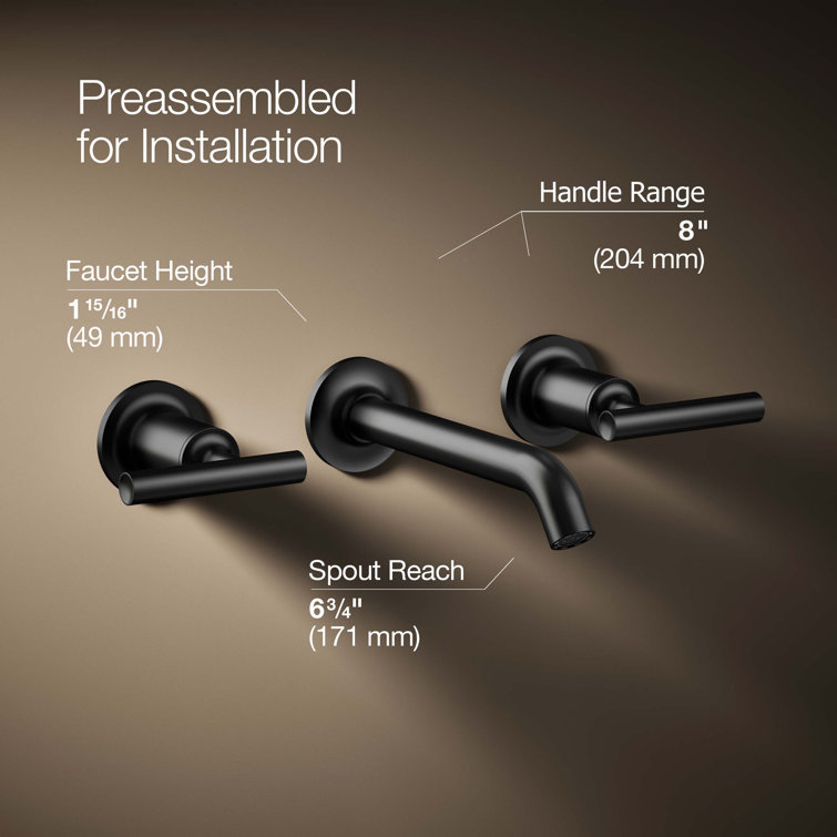 Purist Matte Black 7" Widespread Wall-Mount Bathroom Faucet
