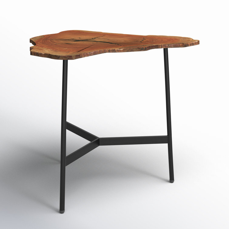 Ipswich Solid Acacia Wood and Iron Live Edge Accent Table
