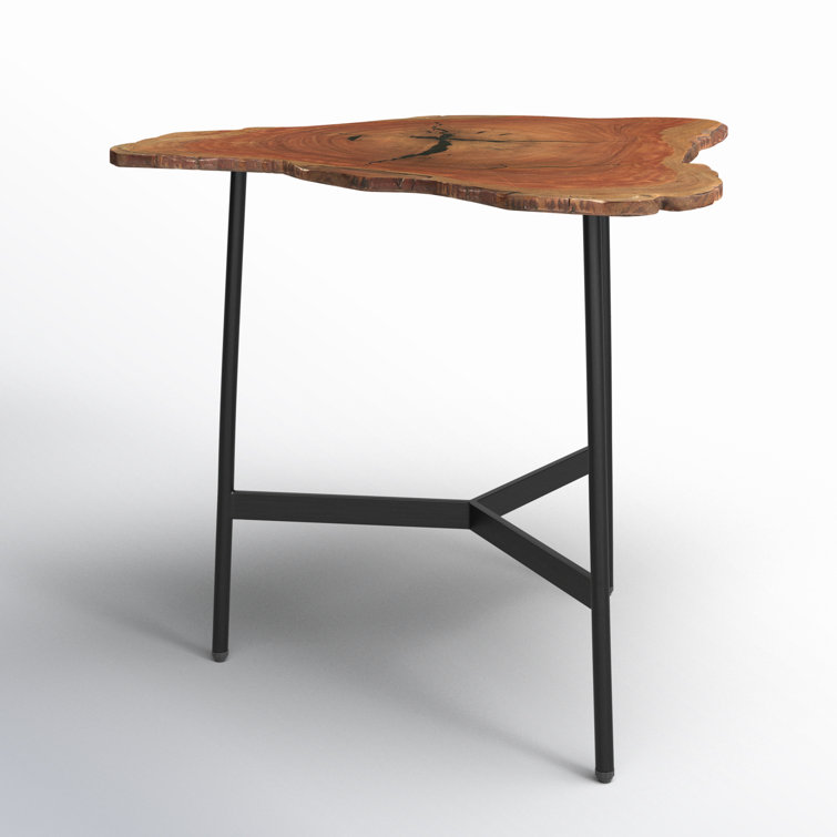 Ipswich Solid Acacia Wood and Iron Live Edge Accent Table