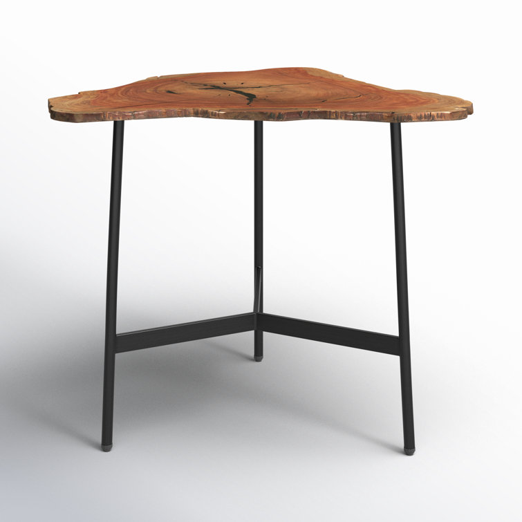 Ipswich Solid Acacia Wood and Iron Live Edge Accent Table
