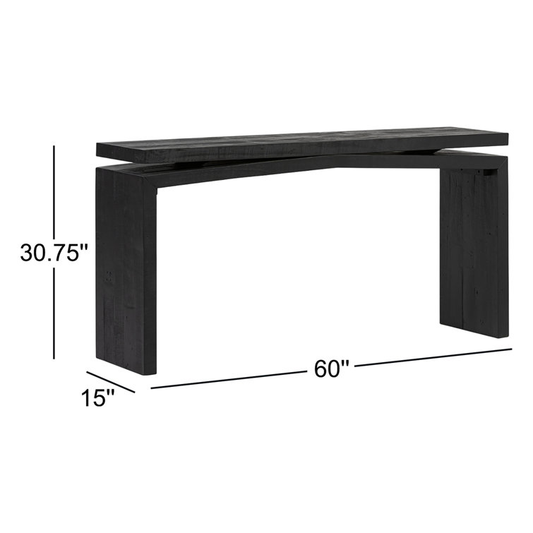 Aged Black Pine Solid Wood Rectangular Console Table