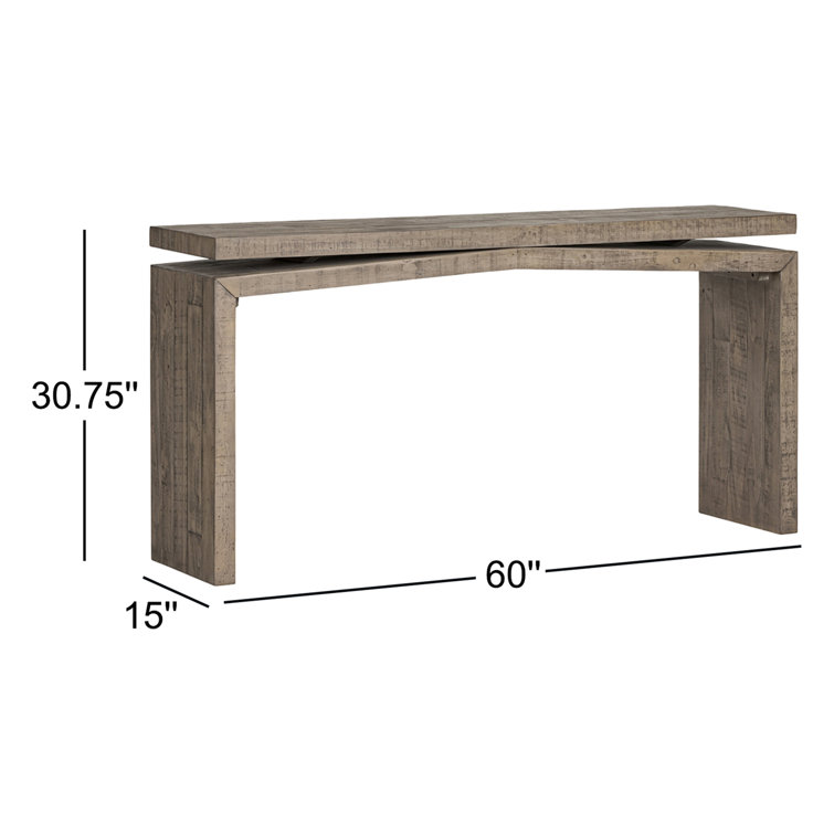Weathered Wheat Solid Wood Rectangular Console Table